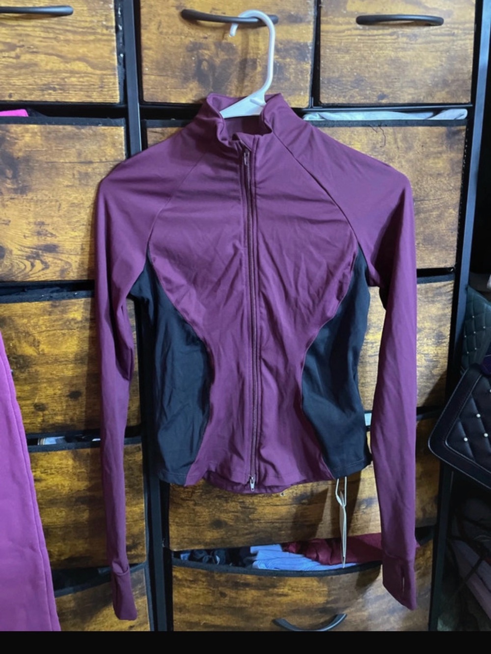 HALARA Plum Full-Zip Utility Jacket with Black Side Panels